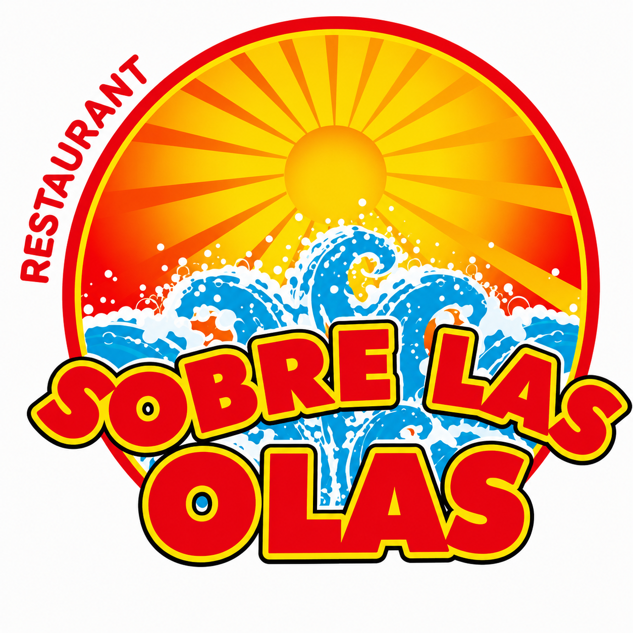 Logotipo de restaurant sobre las olas, cliente de G&G Fiberglass.